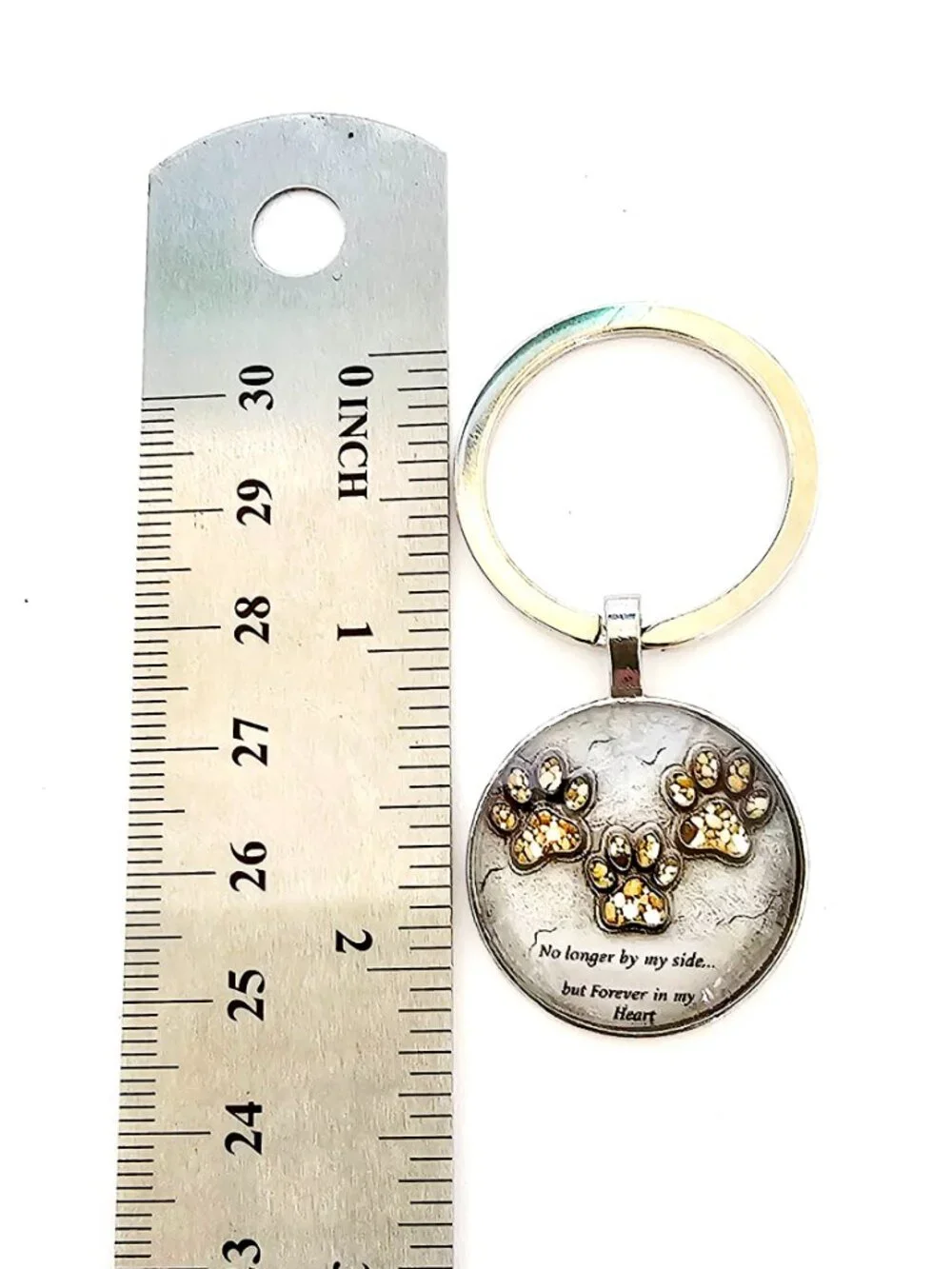Pet Memorial Keychain Paw Print Rhinestone Dog Cat Loss Sympathy Gift Detachable